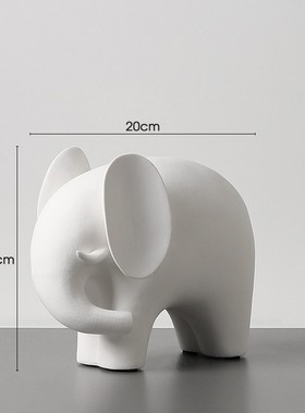 白色陶瓷大象摆件动物玄关客厅家居办公室桌面电视柜装饰乔迁软装