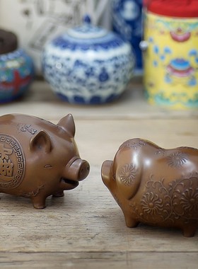 铜制金猪摆件十二生肖新中式家居玄关客厅办公室桌面装.饰创意可