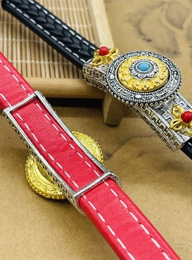 西藏旅游纪念f品八卦牌十二生肖手链民族风藏式手工皮绳手镯首饰