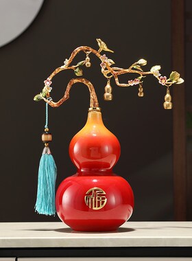 陶瓷葫芦摆件客厅招财新中式五福临门工艺品电视柜角X几高档装饰