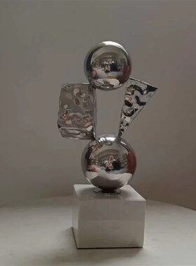 现代简约创意金属工艺品人物抽象摆E件样板房售楼处桌面电视柜软