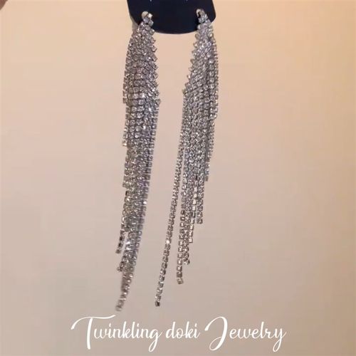 满钻超闪长款流苏耳环女轻奢气质小众设计感2024新款耳钉韩系耳饰 - 图2