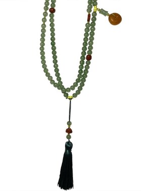 项链轻奢小众秋冬爆款108颗朱砂串珠长版斜挎链新中式国风古风旗