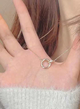 999纯银项链女莫比乌斯环爱心锁骨链小众高级送女友闺蜜生日礼物