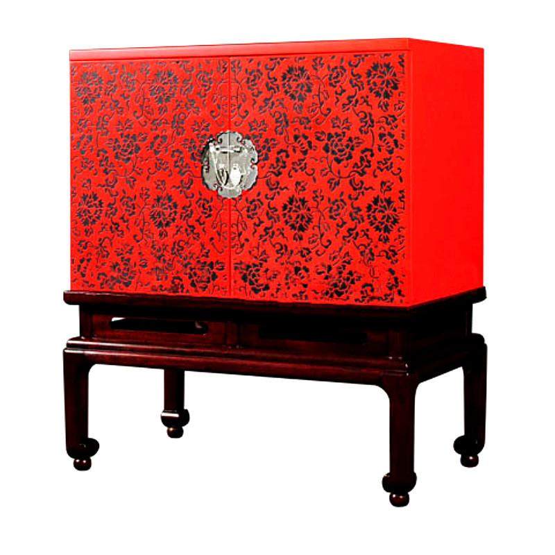 创意漆器画新中式彩绘樟木箱子红底牡丹贴金彩绘带锁婚嫁储物衣箱,淘宝优惠券,粉丝福利购,淘宝优惠卷