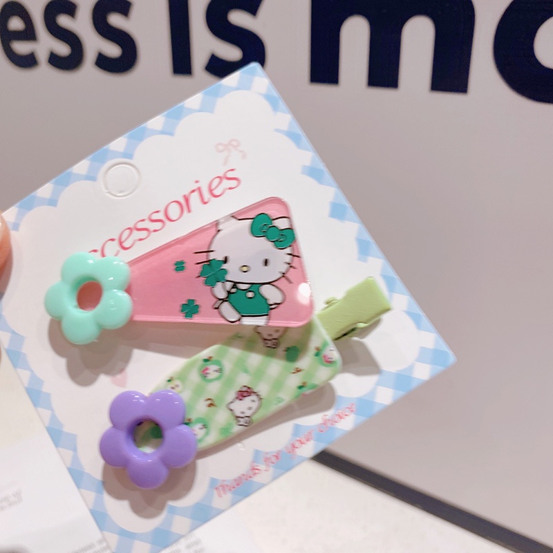 HD8470A025甜美可爱三角形kt猫发夹卡通少女百搭碎发侧边刘海夹女 - 图1