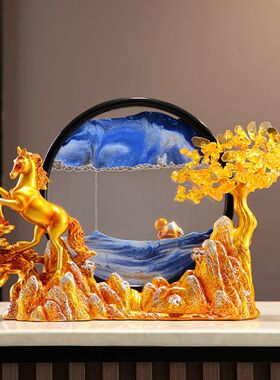 马到成功招财摆件沙漏流沙客厅高档酒柜乔迁电视柜装饰品步步高升