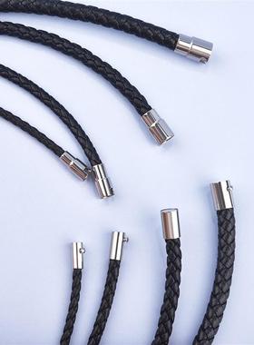 Men-made Leather Necklace Choker Black Brown Braided Rope Ch