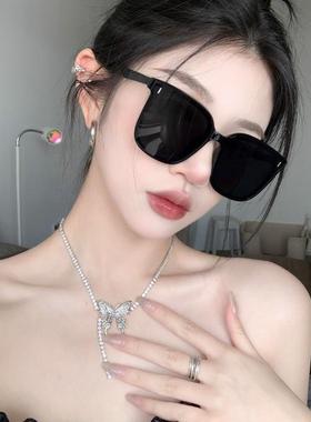 2025新款防紫外线太阳镜大框高级感防晒百搭黑色显瘦墨镜女