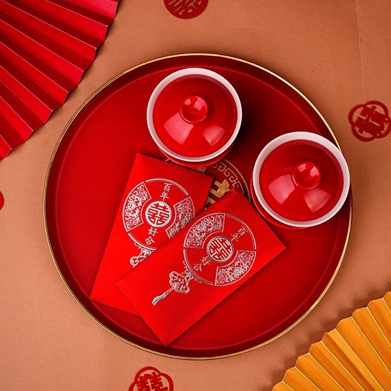 结婚家用喜糖盘喜庆家用婚礼喜盘婚庆用品金边盘子喜碗茶托盘盘子,淘宝优惠券,粉丝福利购,淘宝优惠卷