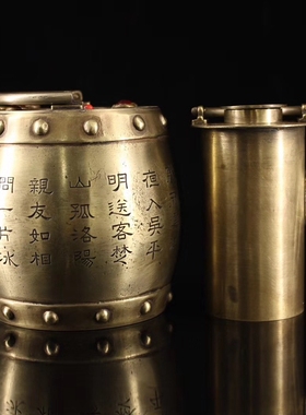 仿古收藏纯铜白铜手提壶提梁壶摆件水壶茶壶双层温酒壶铜工艺品壶