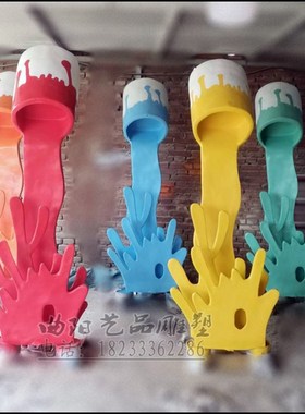 定制商场玻璃钢油漆桶雕塑橱窗创意公园景观园林美陈颜料桶雕塑