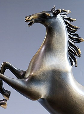 黄铜马到成功招财生肖摆件办公室客厅玄关酒柜装饰品开业乔迁礼品