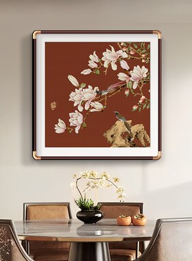 新中式餐厅装饰画入户玄关对门挂画2025年新款寓意好组合花鸟壁画