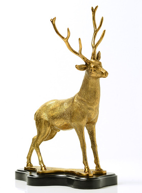 欧式美式法式鹿纯铜雕像摆件大气奢华样板房艺术品家居玄关摆设品