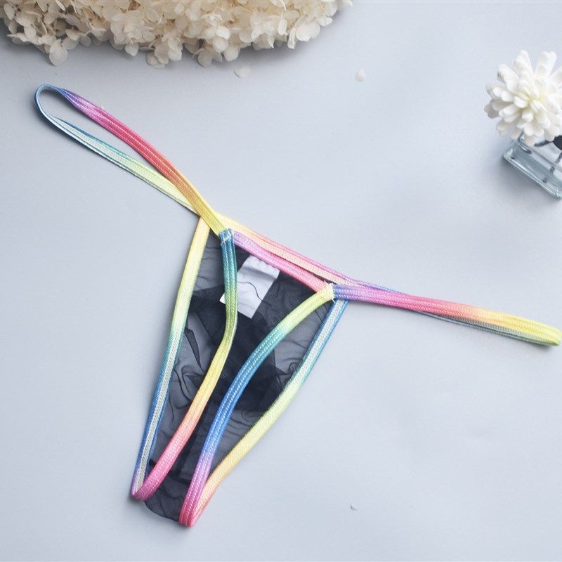 男士丁字内裤性感透明网纱彩虹单丁裤低腰细带高叉细网孔透气U凸,淘宝优惠券,粉丝福利购,淘宝优惠卷