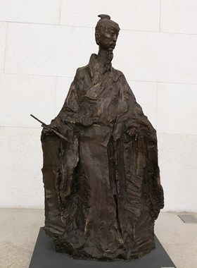 孟子校园文化博物馆主题玻璃纤维仿铜人物雕塑历史名人铜像户外摆