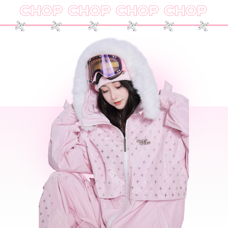 CHOPCHOP26新品 【粉色亮片满天星】银标2.0滑雪服全压胶加绒保暖,淘宝优惠券,粉丝福利购,淘宝优惠卷