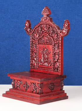 实木浮雕佛像底座佛龛供桌家用供奉座台橡胶木菩萨神台财神爷供架