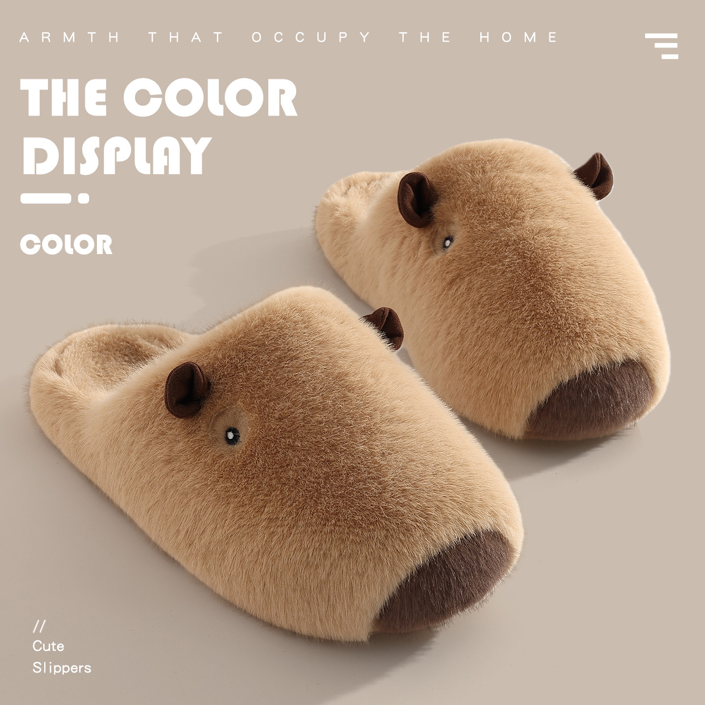 焦往卡皮巴拉毛绒棉拖鞋女冬季2026新款室内保暖居家情侣毛毛拖鞋,淘宝优惠券,粉丝福利购,淘宝优惠卷