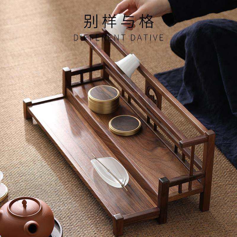 北美黑胡桃实木博古架茶杯茶具收纳架摆放架功夫紫砂茶壶置物架子,淘宝优惠券,粉丝福利购,淘宝优惠卷