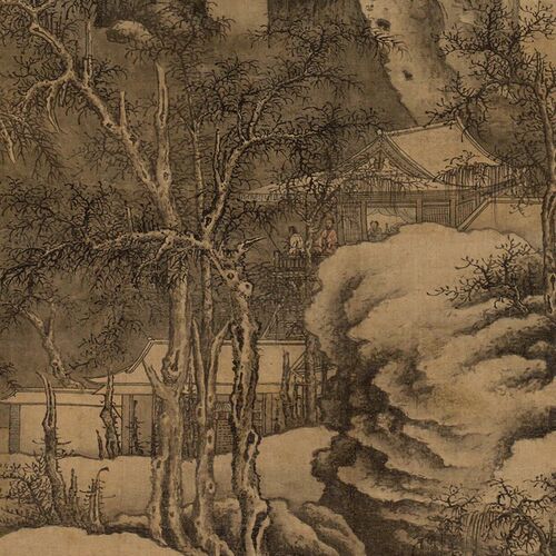 北宋 郭熙雪山兰若图 高清微喷打印宋代明人名画画稿装饰画心范本 - 图1