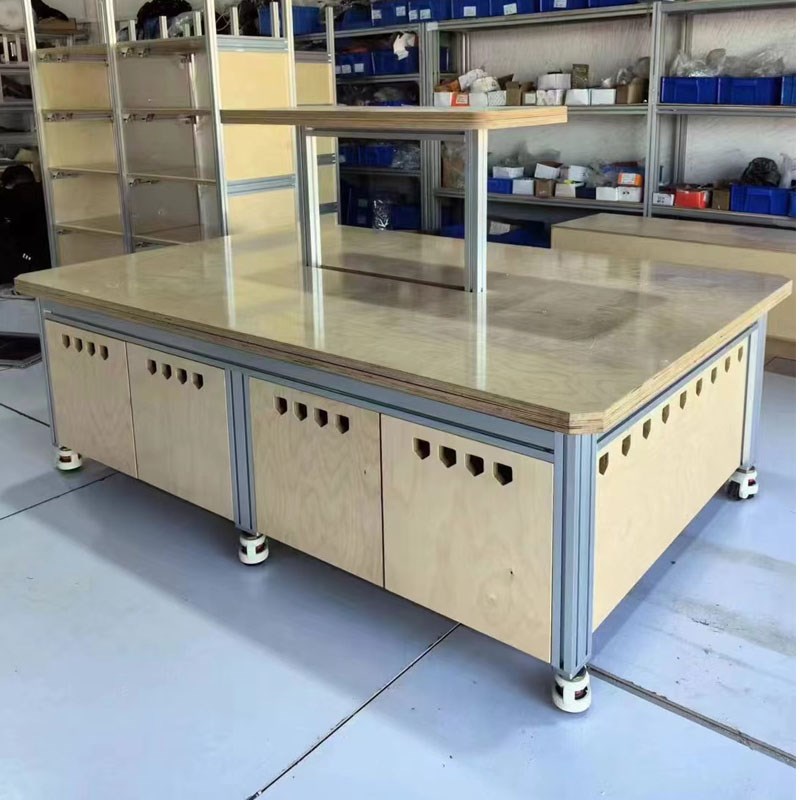 展示流水台创意移动中岛台服装店鞋包货架童装中间摆放收纳陈列柜 - 图1