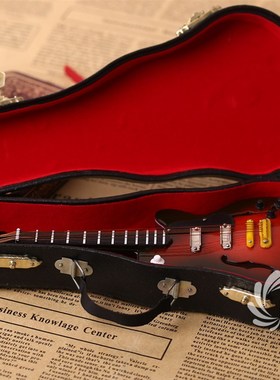 18厘米木质电吉他模型乐器模型摆件男女朋友圣诞节音乐创意礼物