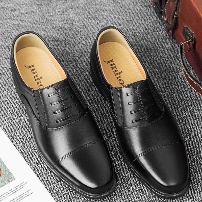 三接头皮鞋男真皮春秋商务低帮正装黑色工作牛皮方头系带三接头,淘宝优惠券,粉丝福利购,淘宝优惠卷