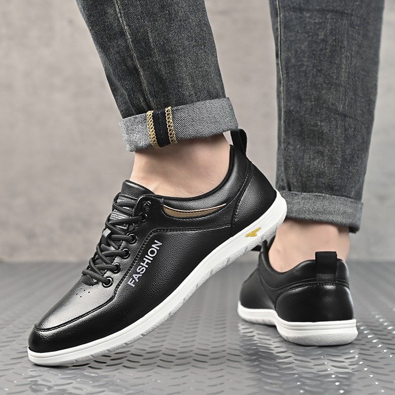 男鞋2025春夏新款真皮透气休闲运动皮鞋一脚蹬软底百搭豆豆小白鞋,淘宝优惠券,粉丝福利购,淘宝优惠卷