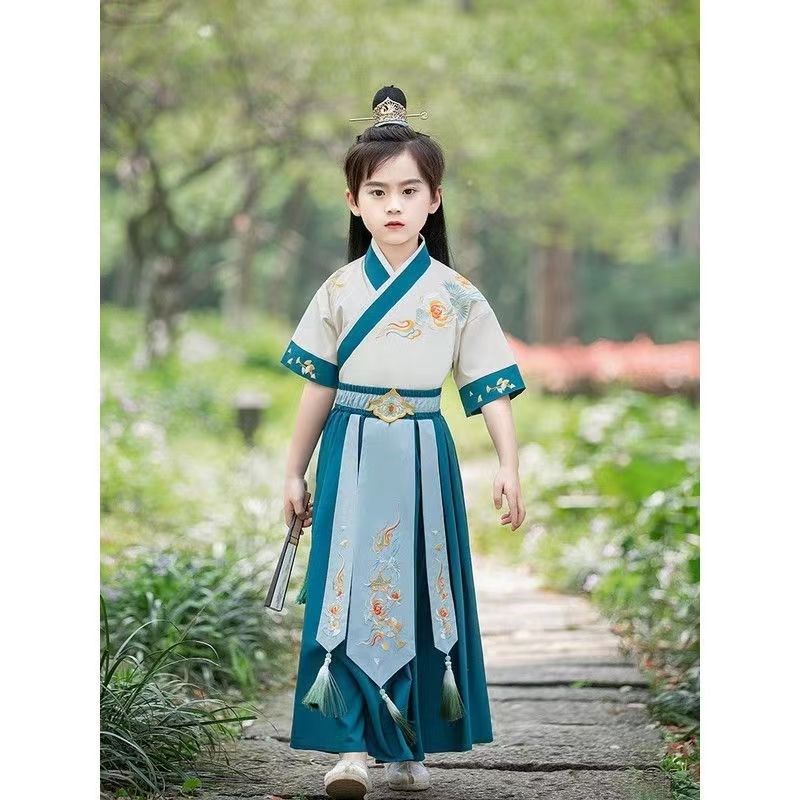男童汉服夏季薄款短袖小男孩演出服春秋古装中国风儿童唐装国学服,淘宝优惠券,粉丝福利购,淘宝优惠卷