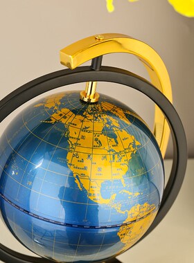 客厅轻奢旋转地球仪高级感大理石金属摆件家居办公室别墅工艺品