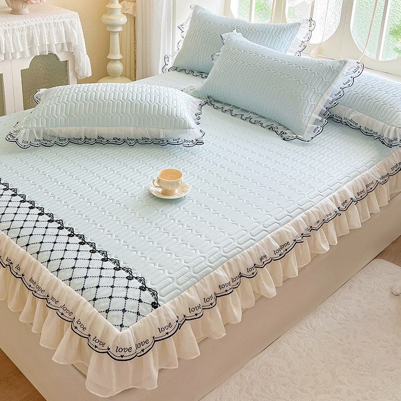 夏季乳胶凉席床笠款三件套2025新款花边床裙款冰丝席空调席可机洗,淘宝优惠券,粉丝福利购,淘宝优惠卷