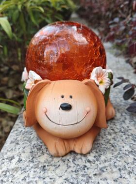 创意户外庭院可爱小狗雕像防水太阳能夜灯花园装饰摆件树脂工艺品