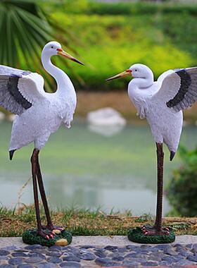 热销仿真白鹭摆件 树脂工艺品园林景区工程造景 树脂工艺品摆件