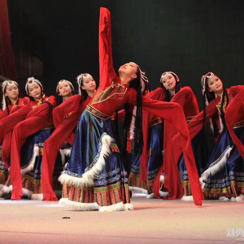 儿童藏族表演服藏族舞蹈服装演出服话剧舞台装民族舞台藏服女裙,淘宝优惠券,粉丝福利购,淘宝优惠卷