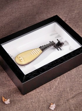 手工制迷你乐器琵琶模型相框台摆件中国风送男女朋友创意生日礼物
