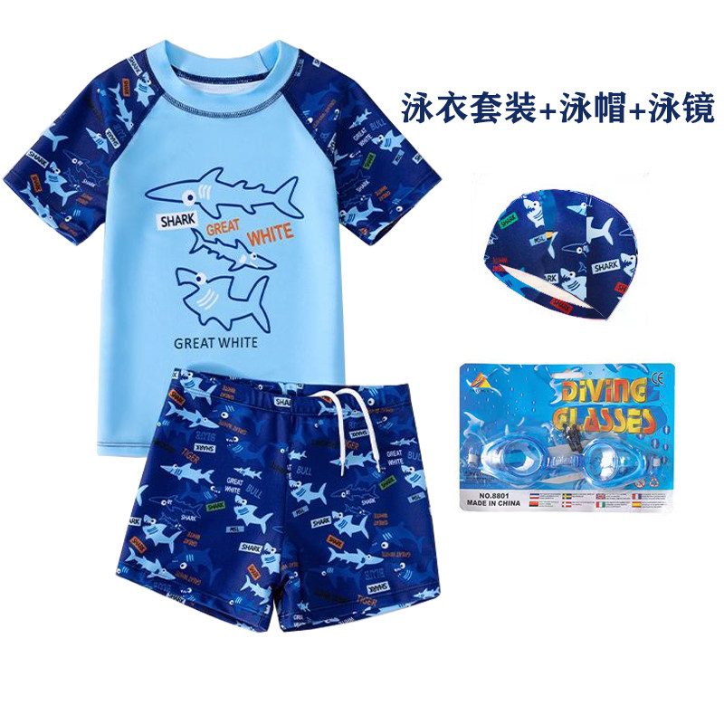 儿童泳衣分体套装男童短袖游泳衣沙滩短裤中小童宝宝专业泳装夏季,淘宝优惠券,粉丝福利购,淘宝优惠卷