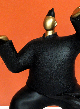 创意新中式抽象太极人物功夫摆件客厅玄关书房桌面家居装饰品摆设