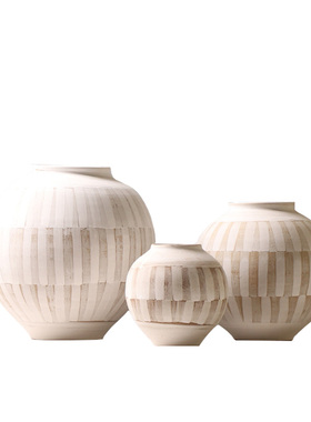 新中式侘寂风手绘陶瓷罐花瓶摆件样板间酒店民宿客厅玄关花器装饰