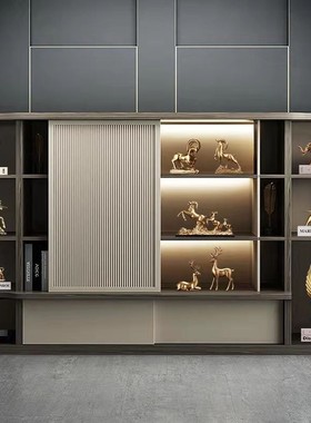 轻奢别墅样板房软装饰品书柜书房办公室客厅酒柜摆件高级感工艺品