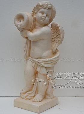 欧式玻璃钢人物雕塑艺术品客厅户外落地摆设可定制作天使流水喷泉