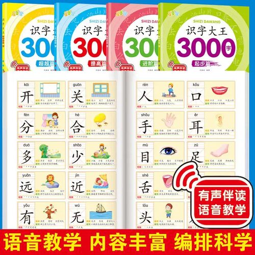 【下单立减50】幼儿认字识字大王3000字幼儿园宝宝早教启蒙书KP - 图0