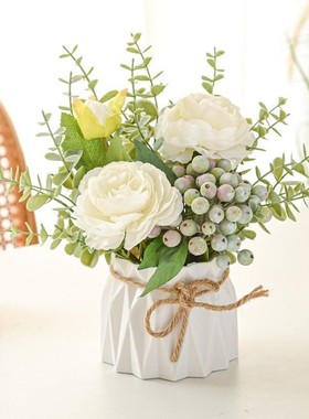 假花仿真花摆设小盆栽塑料花桌面假绿植客厅装饰小众花艺摆件