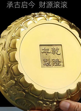 纯铜聚宝盆摆件招财家用实心全铜家居客厅玄关大号存钱罐铜缸