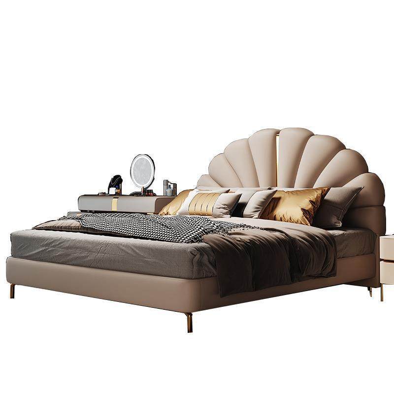 新款轻奢奶油风双人床女孩公主床现代简约风女生贝壳床少女真皮床,淘宝优惠券,粉丝福利购,淘宝优惠卷