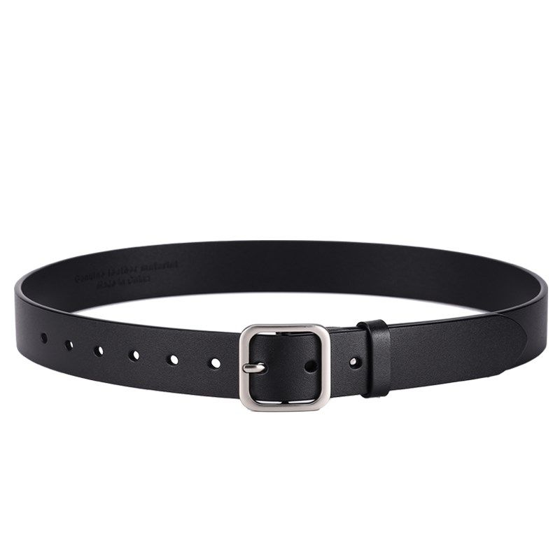 新款皮带男潮年轻人简约百搭真皮配牛仔裤方形针扣韩版潮腰带男黑,淘宝优惠券,粉丝福利购,淘宝优惠卷