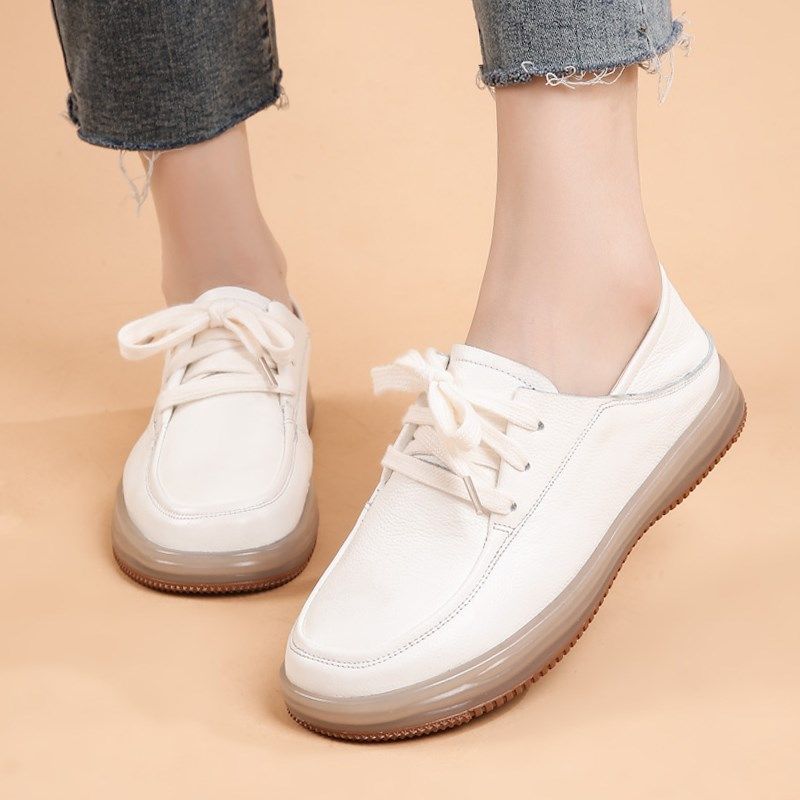 牛筋软底真皮女鞋秋季小白鞋女2023新款百搭平底深口单鞋妈妈鞋子,淘宝优惠券,粉丝福利购,淘宝优惠卷