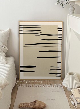 北欧抽象线条客厅装饰画侘寂风y简约入户玄关挂画艺术餐厅卧室摆