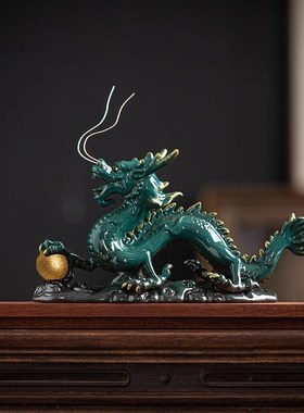威弗列德招财青龙戏珠家居玄关电视柜装饰礼N品十二生肖陶瓷龙摆